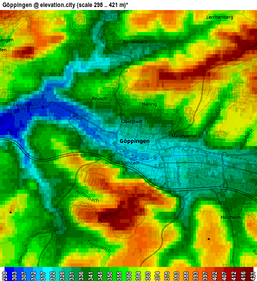 Göppingen elevation map