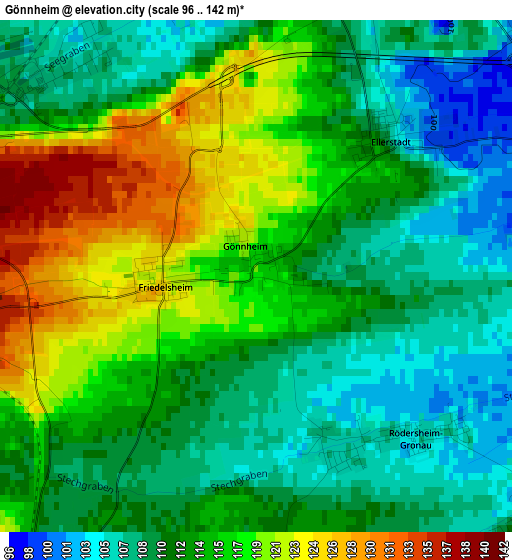 Gönnheim elevation map