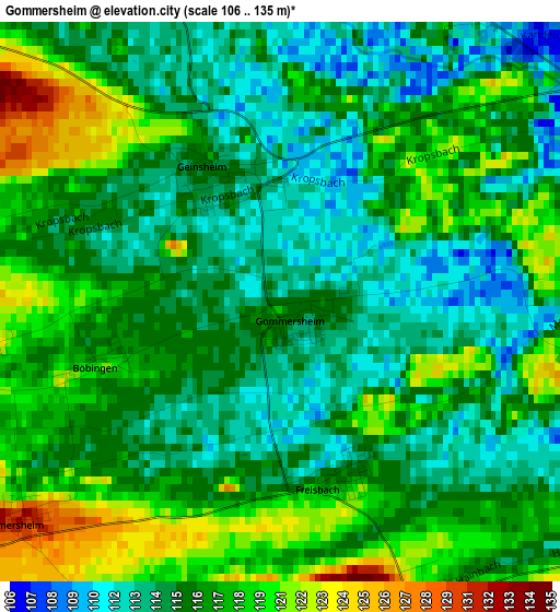 Gommersheim elevation map