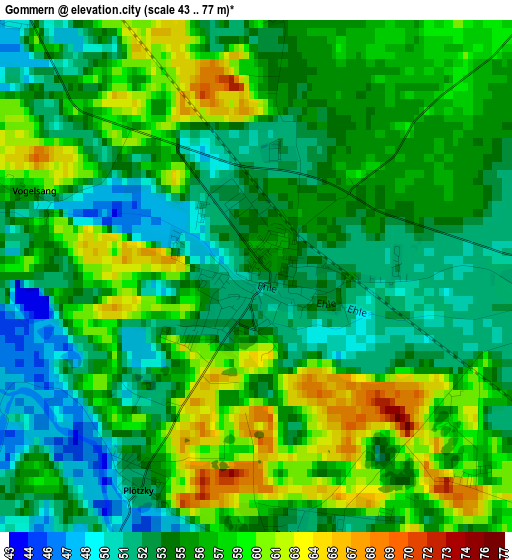 Gommern elevation map