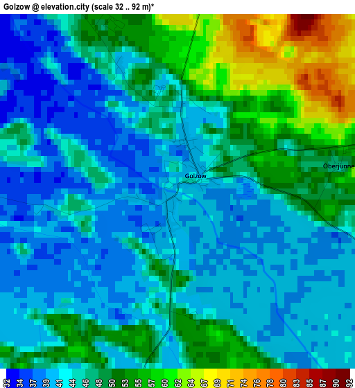 Golzow elevation map