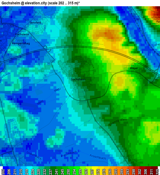 Gochsheim elevation map