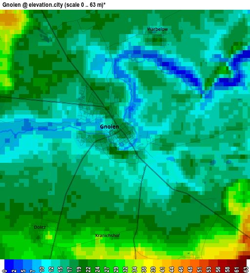 Gnoien elevation map