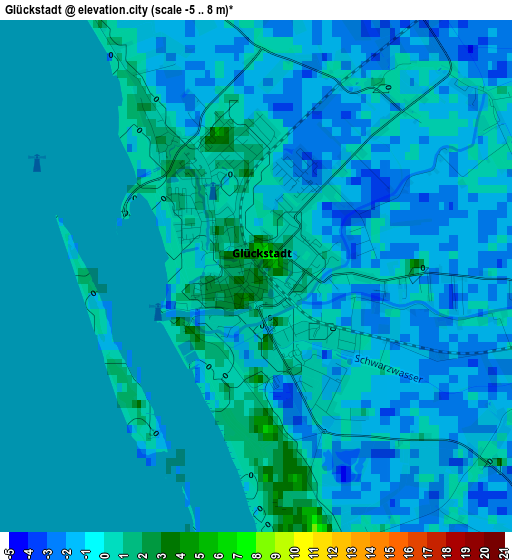 Glückstadt elevation map