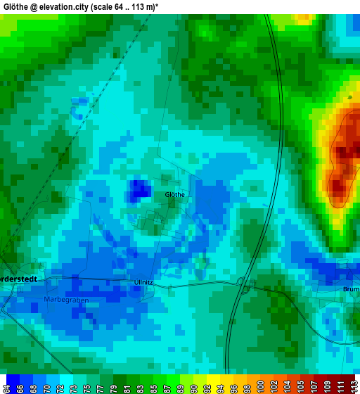 Glöthe elevation map