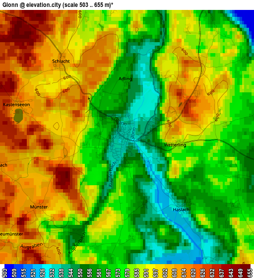 Glonn elevation map