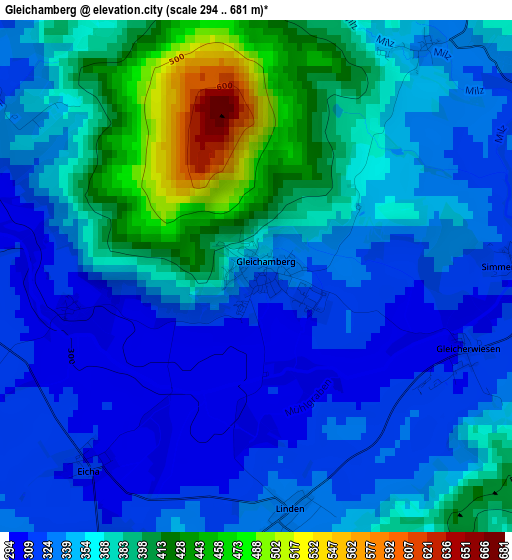 Gleichamberg elevation map