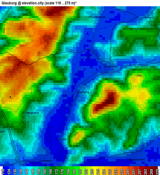 Glauburg elevation map