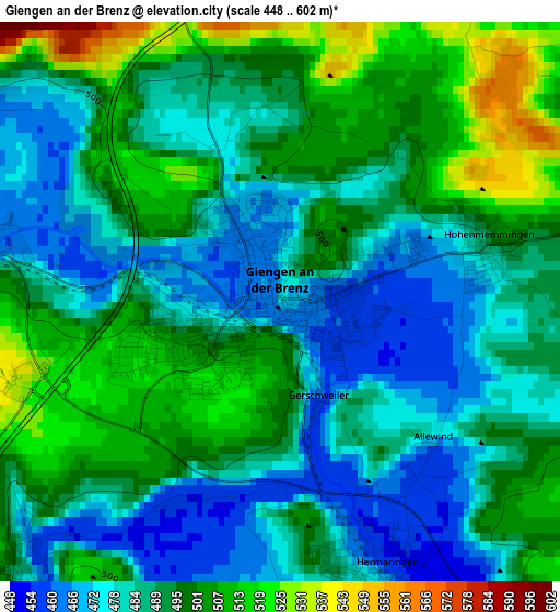 Giengen an der Brenz elevation map