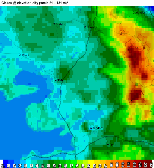 Giekau elevation map