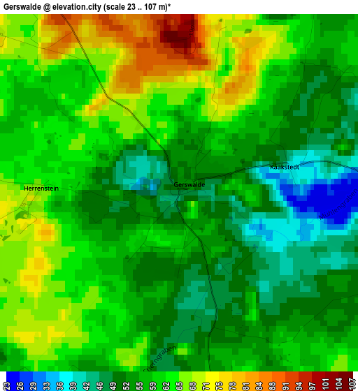 Gerswalde elevation map