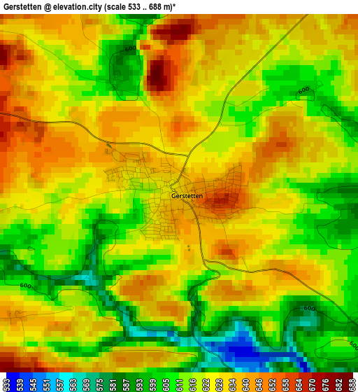 Gerstetten elevation map