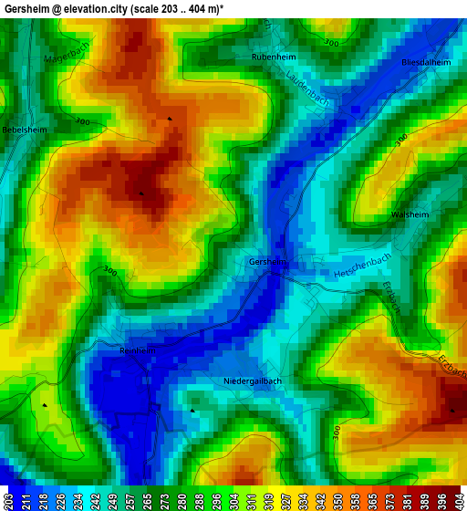 Gersheim elevation map