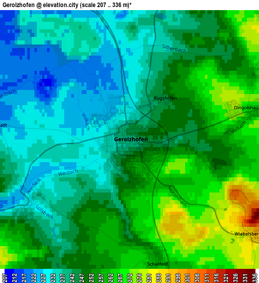 Gerolzhofen elevation map