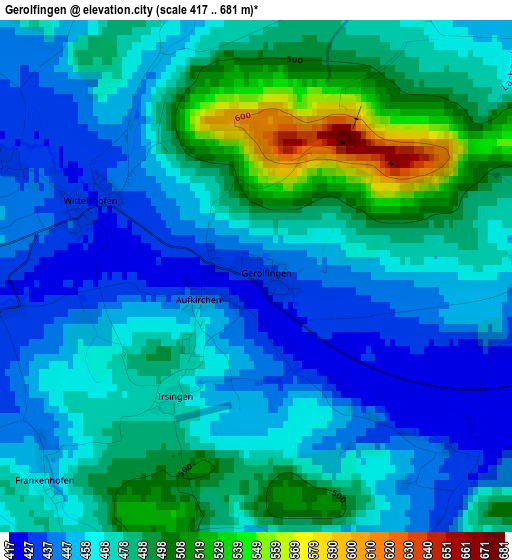 Gerolfingen elevation map