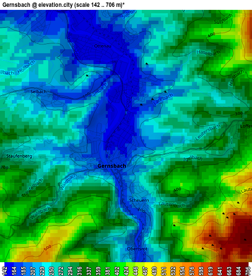 Gernsbach elevation map