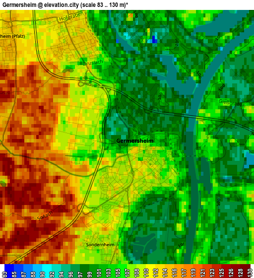 Germersheim elevation map