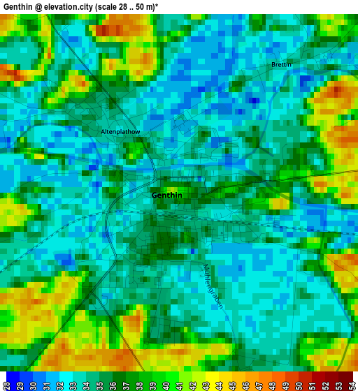 Genthin elevation map