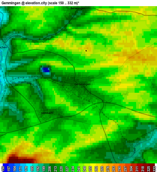 Gemmingen elevation map