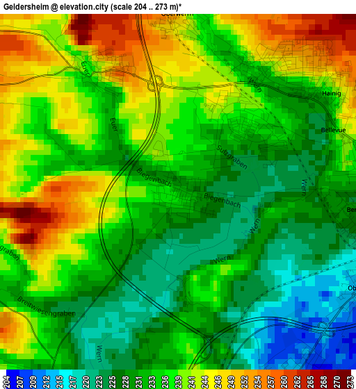Geldersheim elevation map