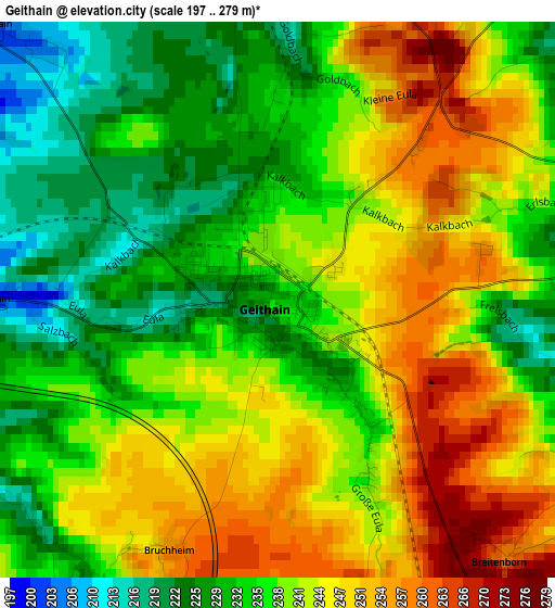 Geithain elevation map