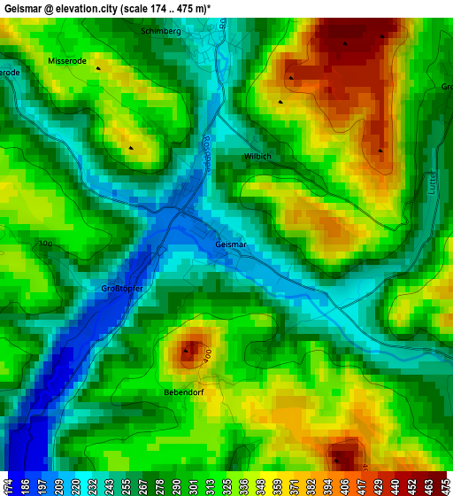 Geismar elevation map