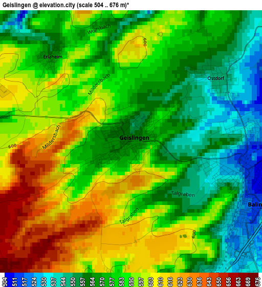 Geislingen elevation map