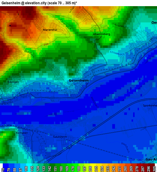 Geisenheim elevation map