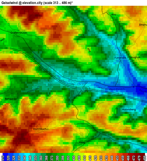 Geiselwind elevation map