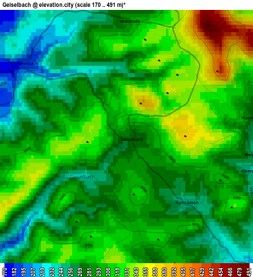 Geiselbach elevation map