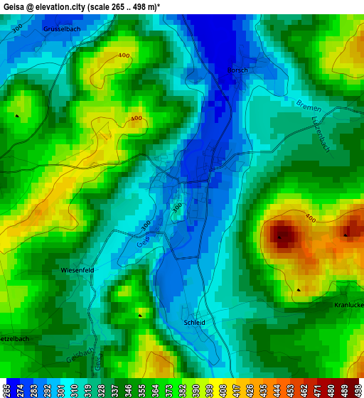 Geisa elevation map