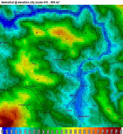 Geiersthal elevation map