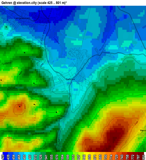 Gehren elevation map