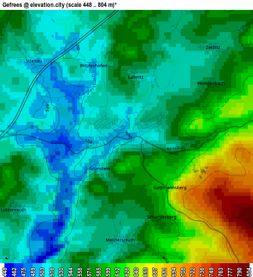 Gefrees elevation map