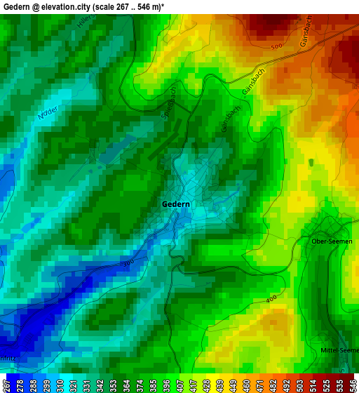 Gedern elevation map