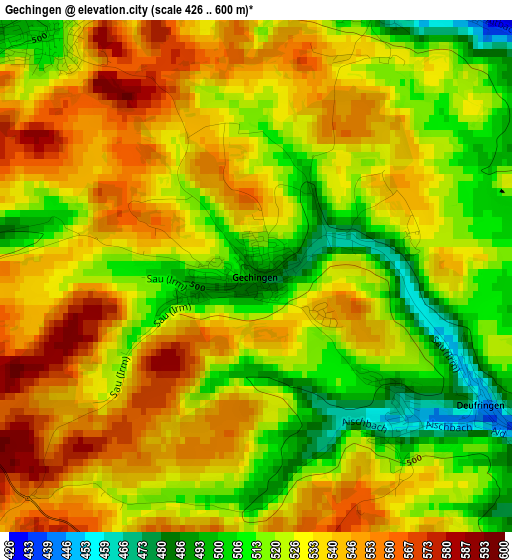 Gechingen elevation map