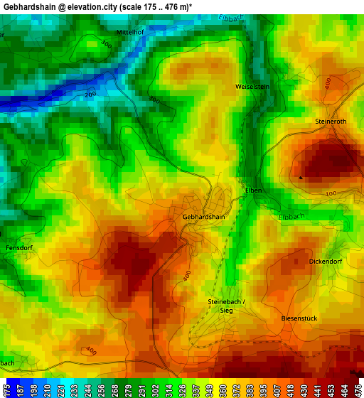 Gebhardshain elevation map