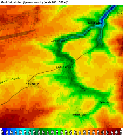 Gaukönigshofen elevation map