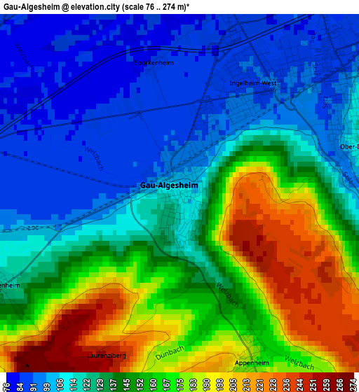 Gau-Algesheim elevation map