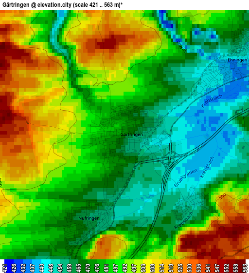 Gärtringen elevation map