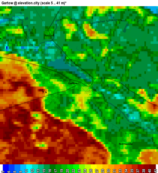 Gartow elevation map