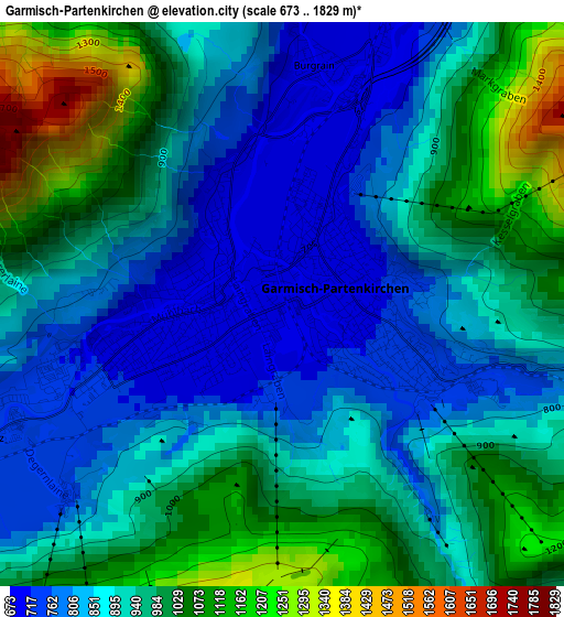 Garmisch-Partenkirchen elevation map