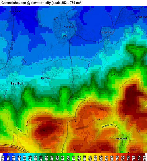 Gammelshausen elevation map