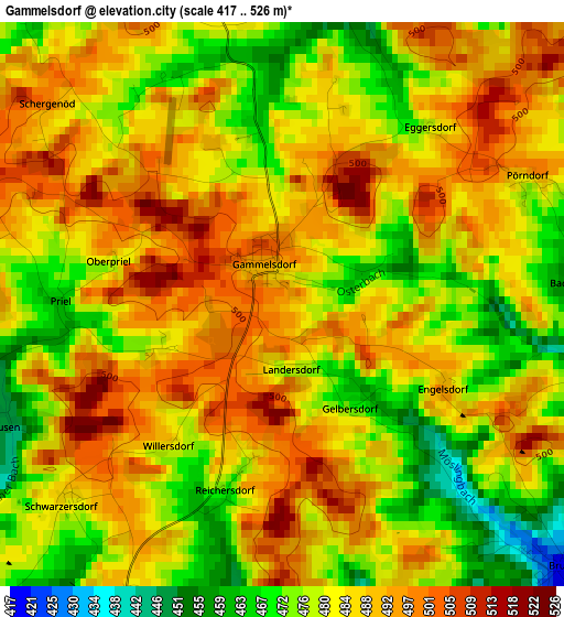 Gammelsdorf elevation map