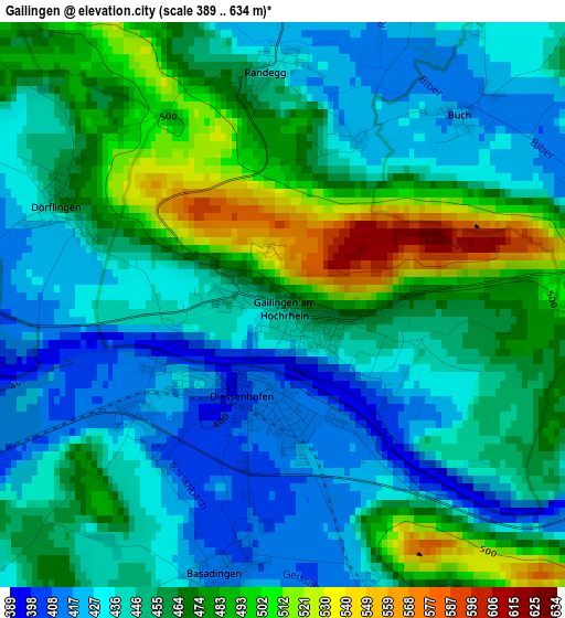 Gailingen elevation map