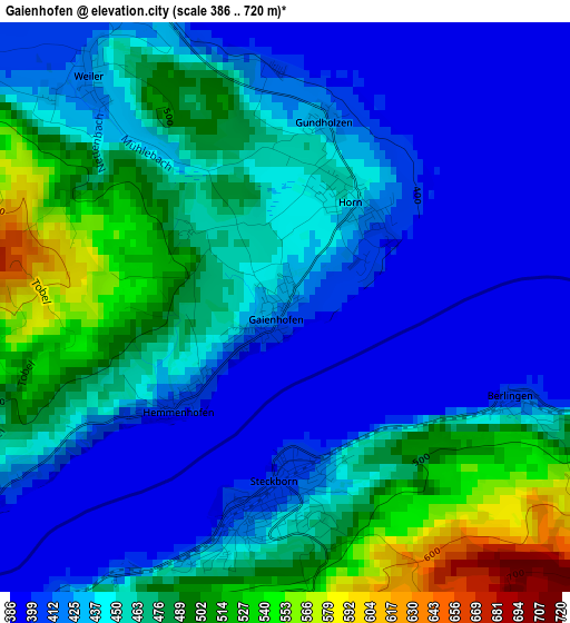 Gaienhofen elevation map