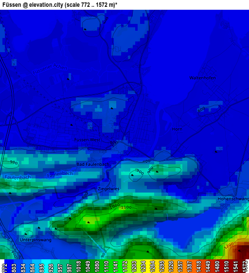 Füssen elevation map