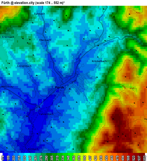 Fürth elevation map