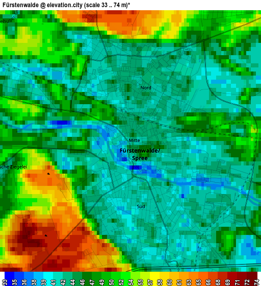 Fürstenwalde elevation map