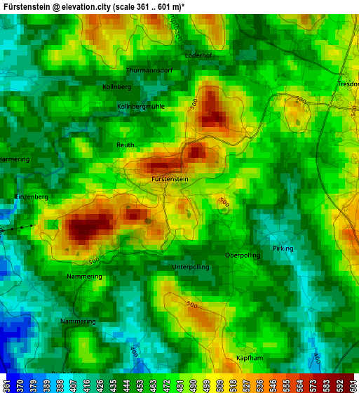 Fürstenstein elevation map
